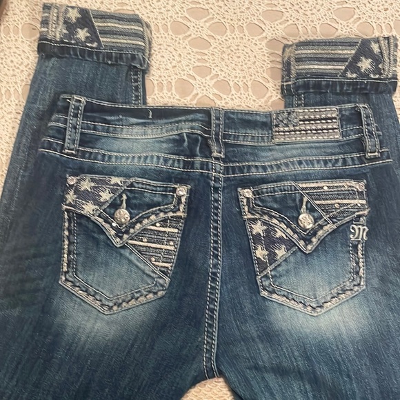 Miss Me Denim - MISS ME stars stripes SKINNY JEANS Embellished CUFF Faux Flap Pockets 30